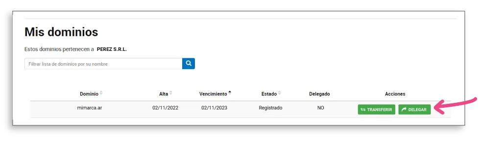 Paso 3: Iniciar trámite de Operaciones sobre dominios